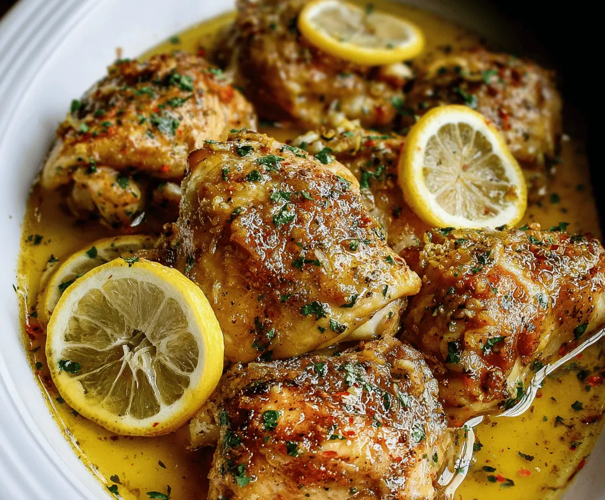 Easy Crock Pot Lemon Garlic Butter Chicken Thighs