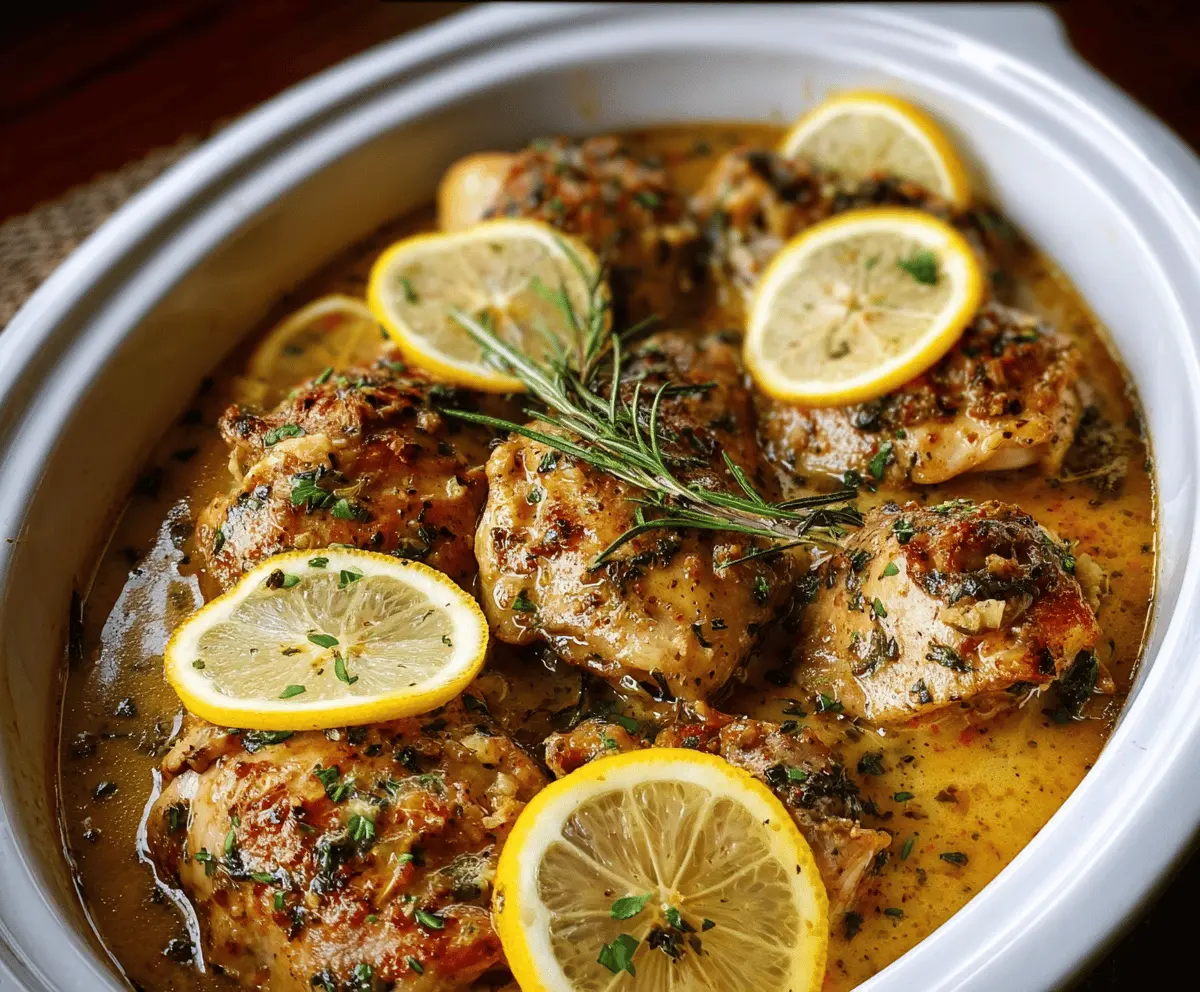 Easy Crock Pot Lemon Garlic Butter Chicken Thighs