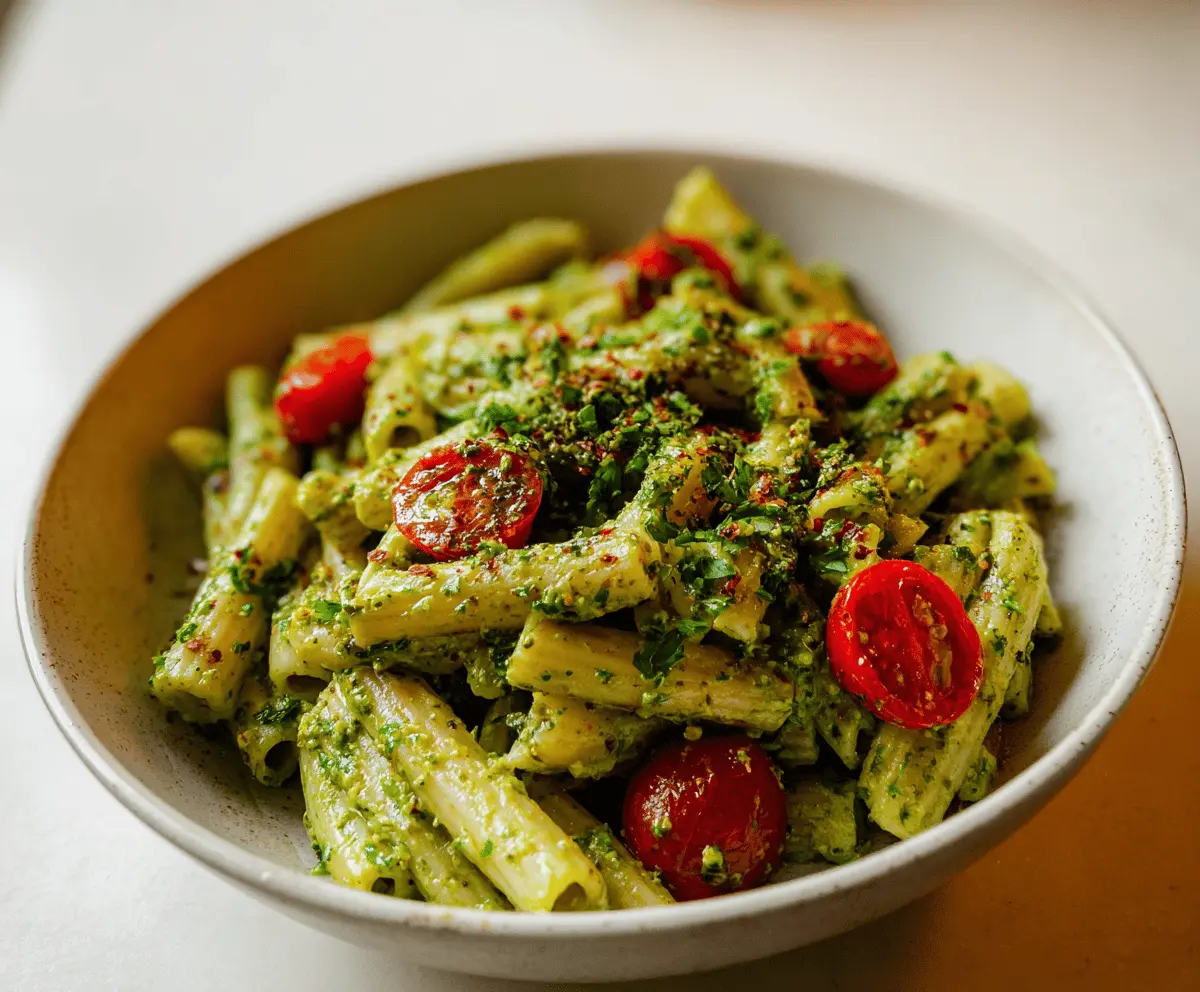 Creamy Vegan Avocado Pesto Pasta Recipe