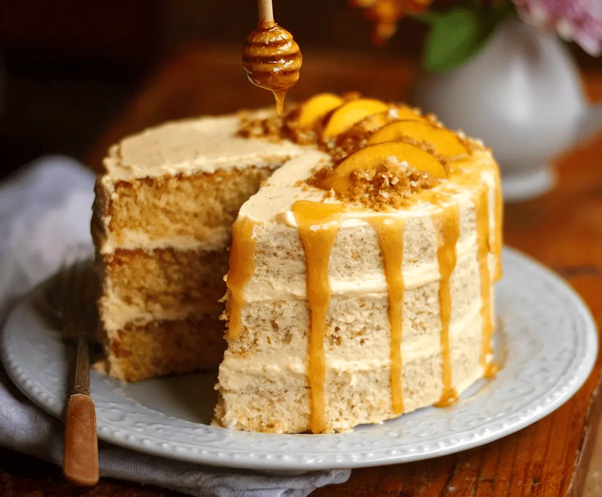Moist Peach Cake With Brown Sugar Frosting