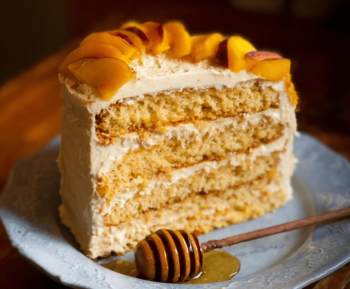 Moist Peach Cake With Brown Sugar Frosting