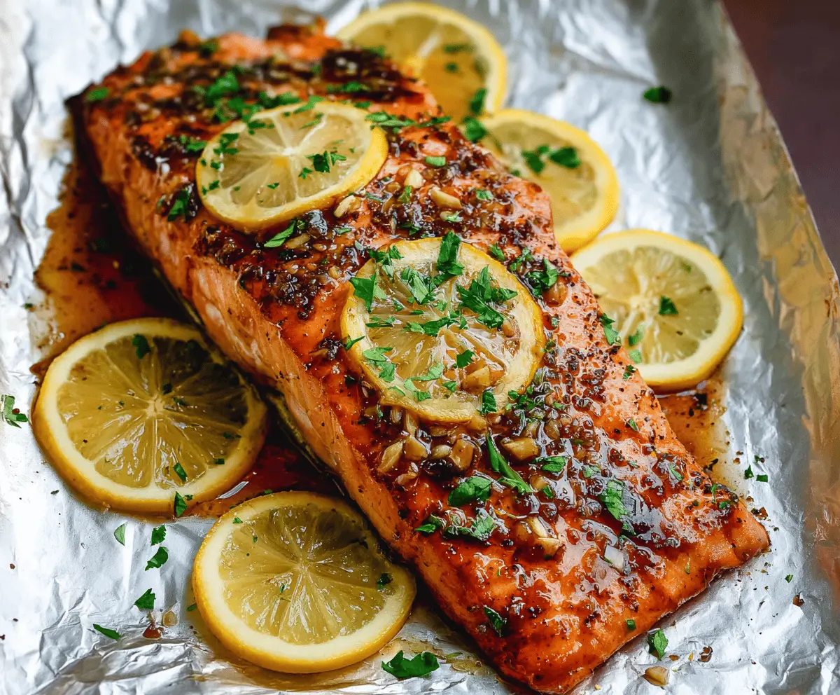 Brown Sugar Soy Glazed Salmon With Lemon And Garlic