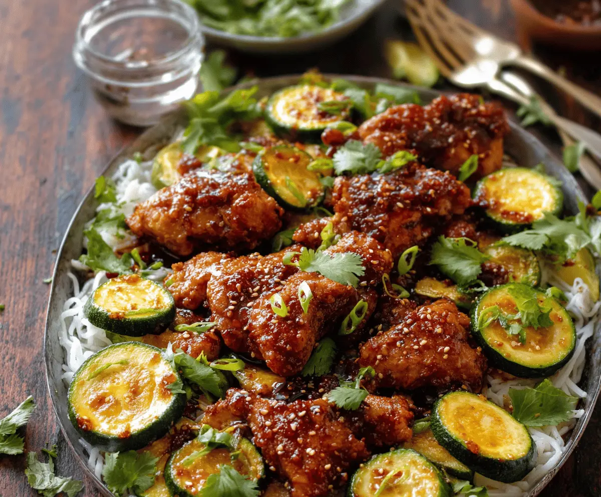 Sheet Pan Hot Honey Garlic Chicken And Zucchini