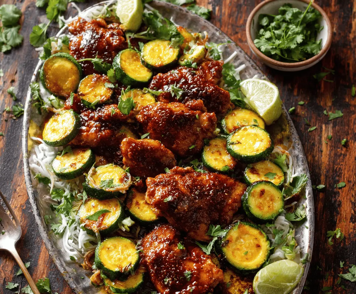 Sheet Pan Hot Honey Garlic Chicken And Zucchini