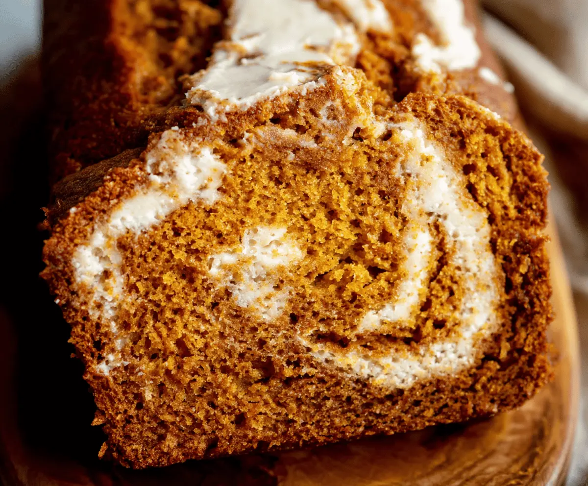 Easy Pumpkin Bread with Cream Cheese Swirl