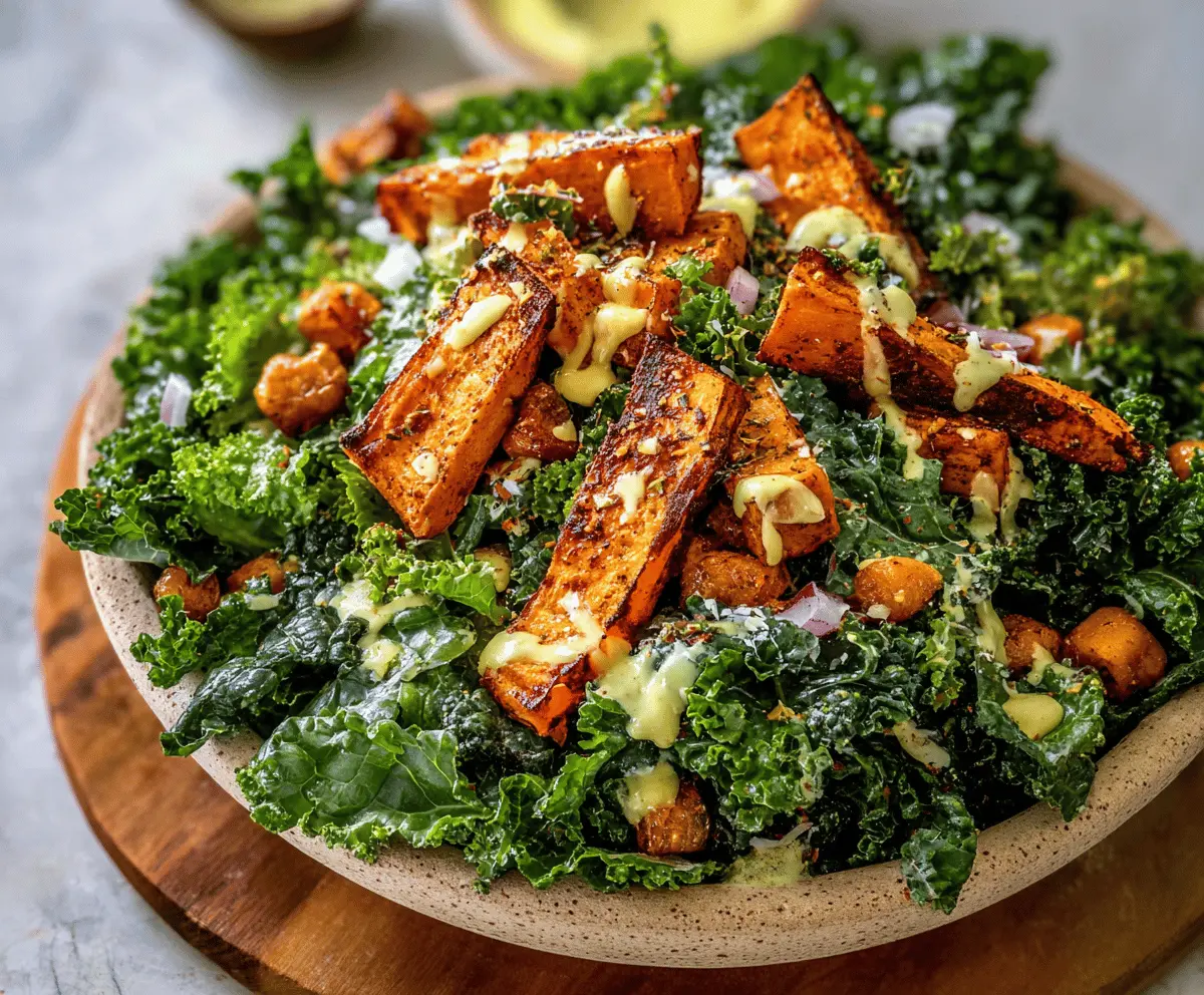 Roasted Sweet Potato Kale Salad