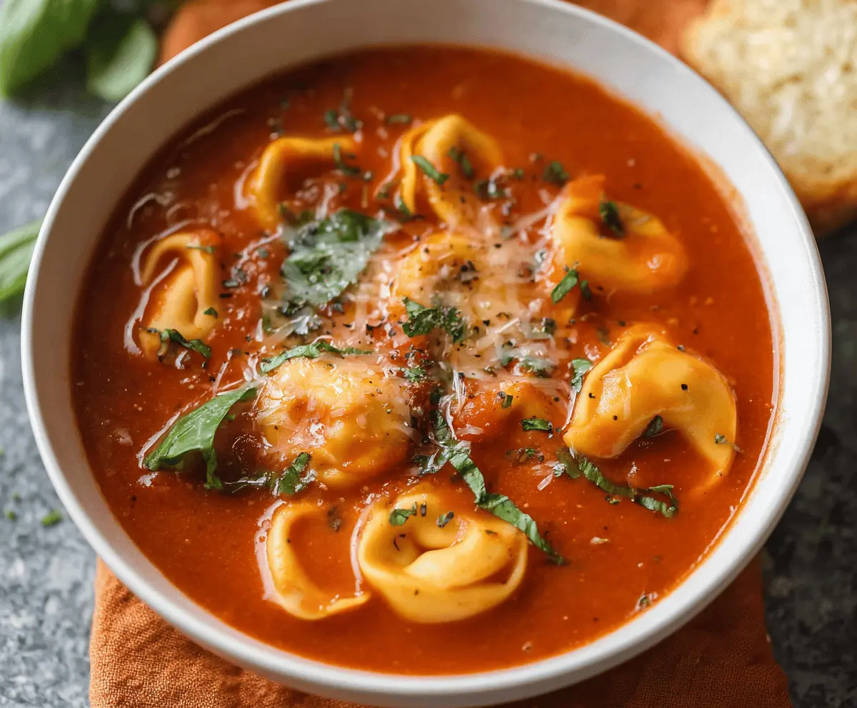 Slow Cooker Tomato Tortellini Soup