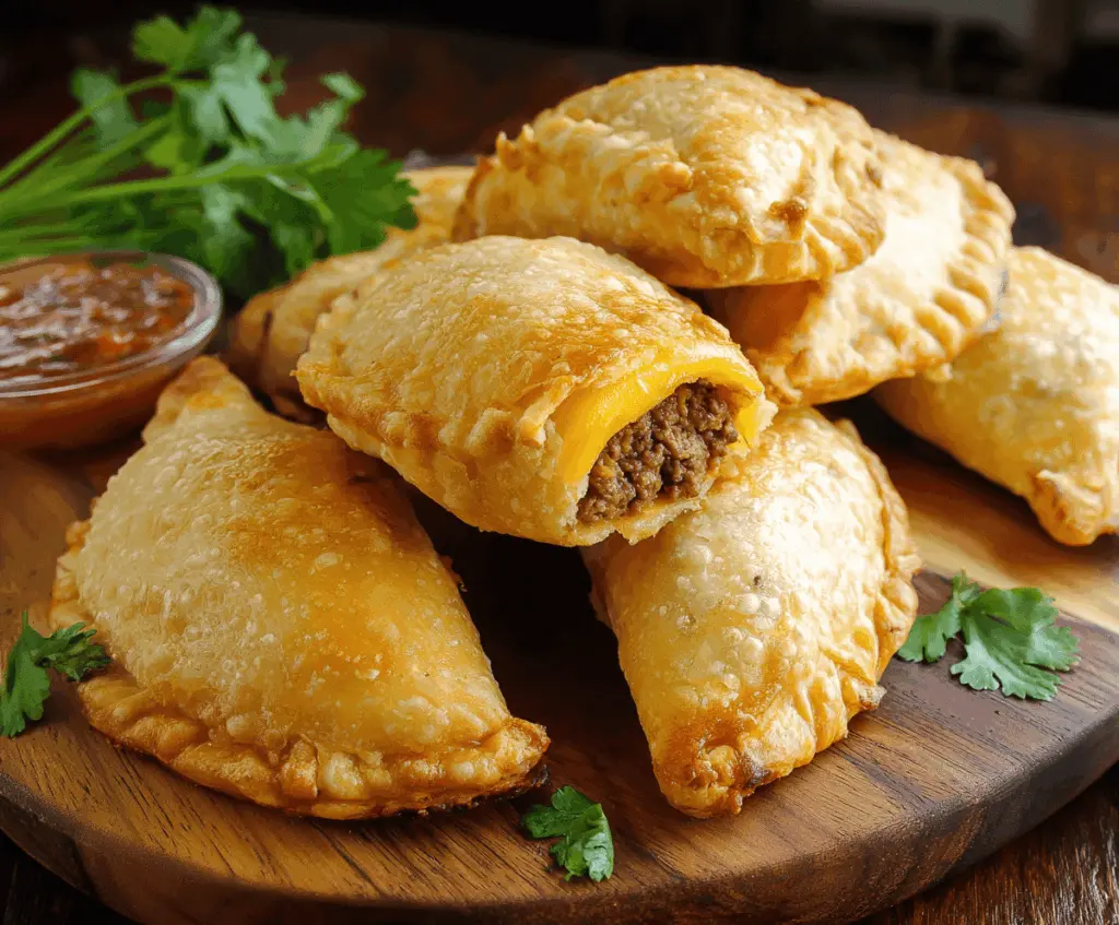 Delicious homemade beef and cheese empanadas with golden crust and savory filling, perfect for snacks or parties.