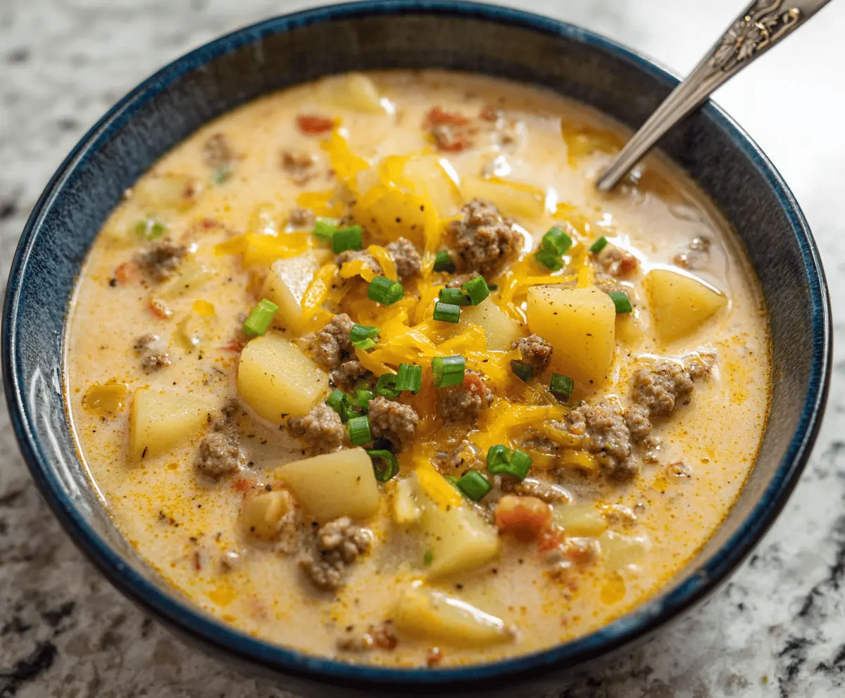 Cheesy Hamburger Potato Soup
