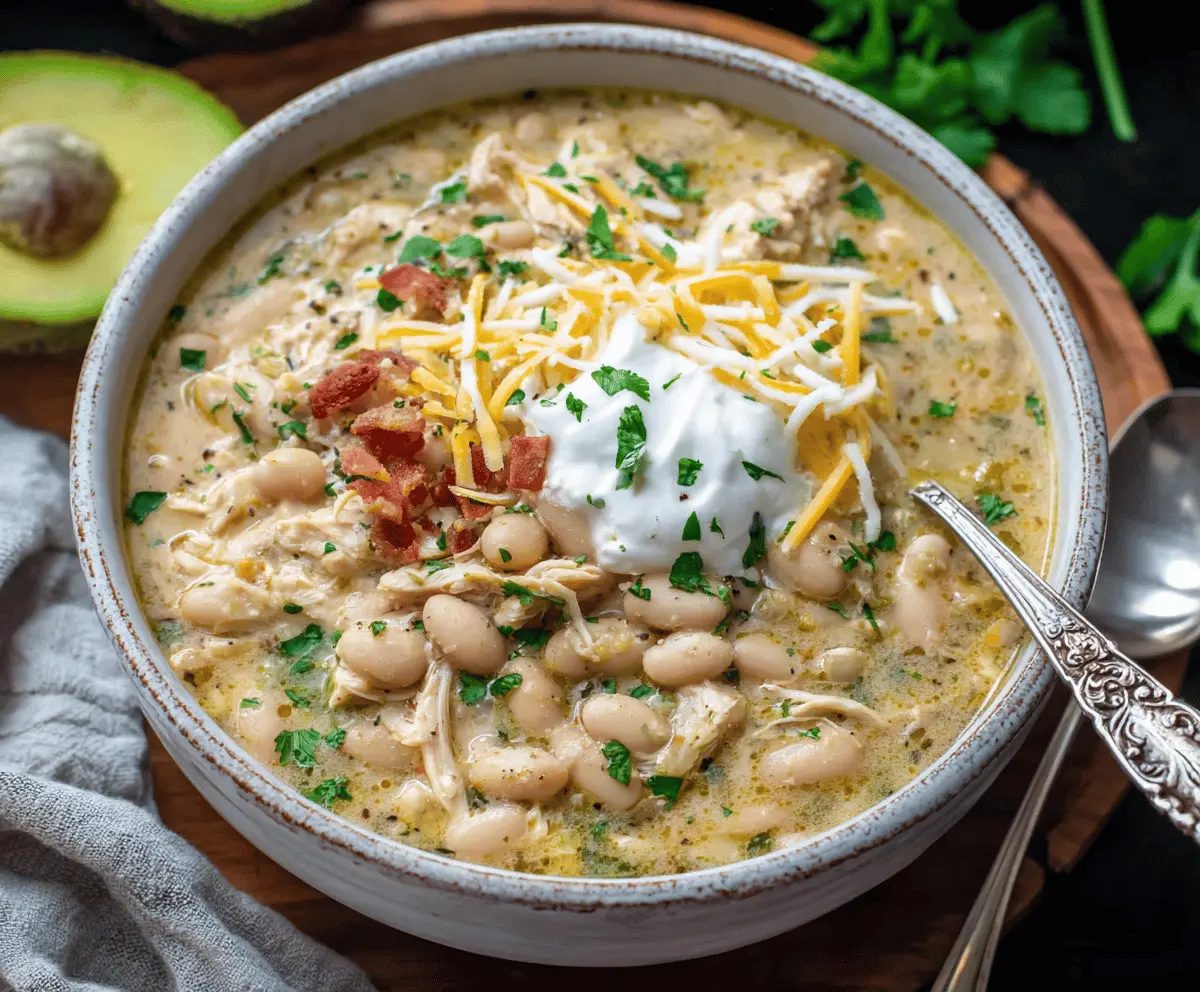 Creamy Crockpot White Chicken Chili 