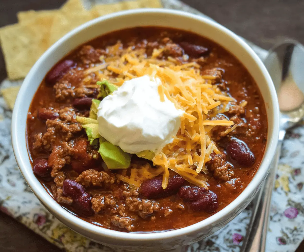 Crockpot Chili with Ground Beef and Beans
