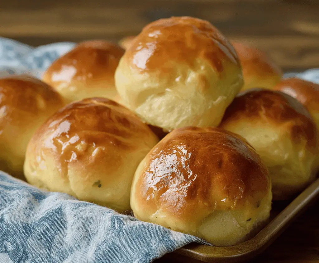 Golden, flaky buttermilk dinner rolls perfect for Thanksgiving dinner table