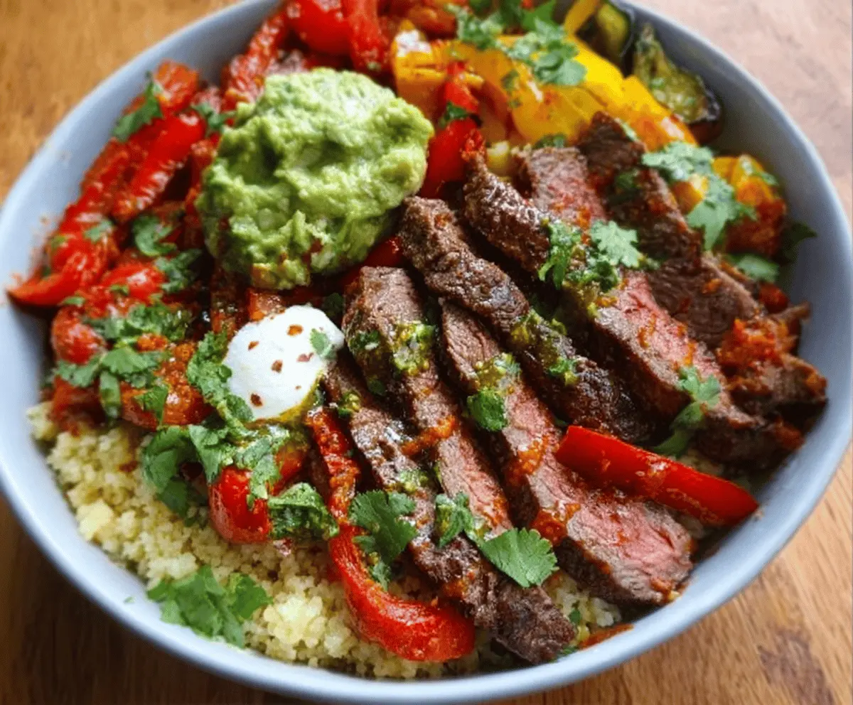 High Protein Steak Fajita Bowl - Low Carb