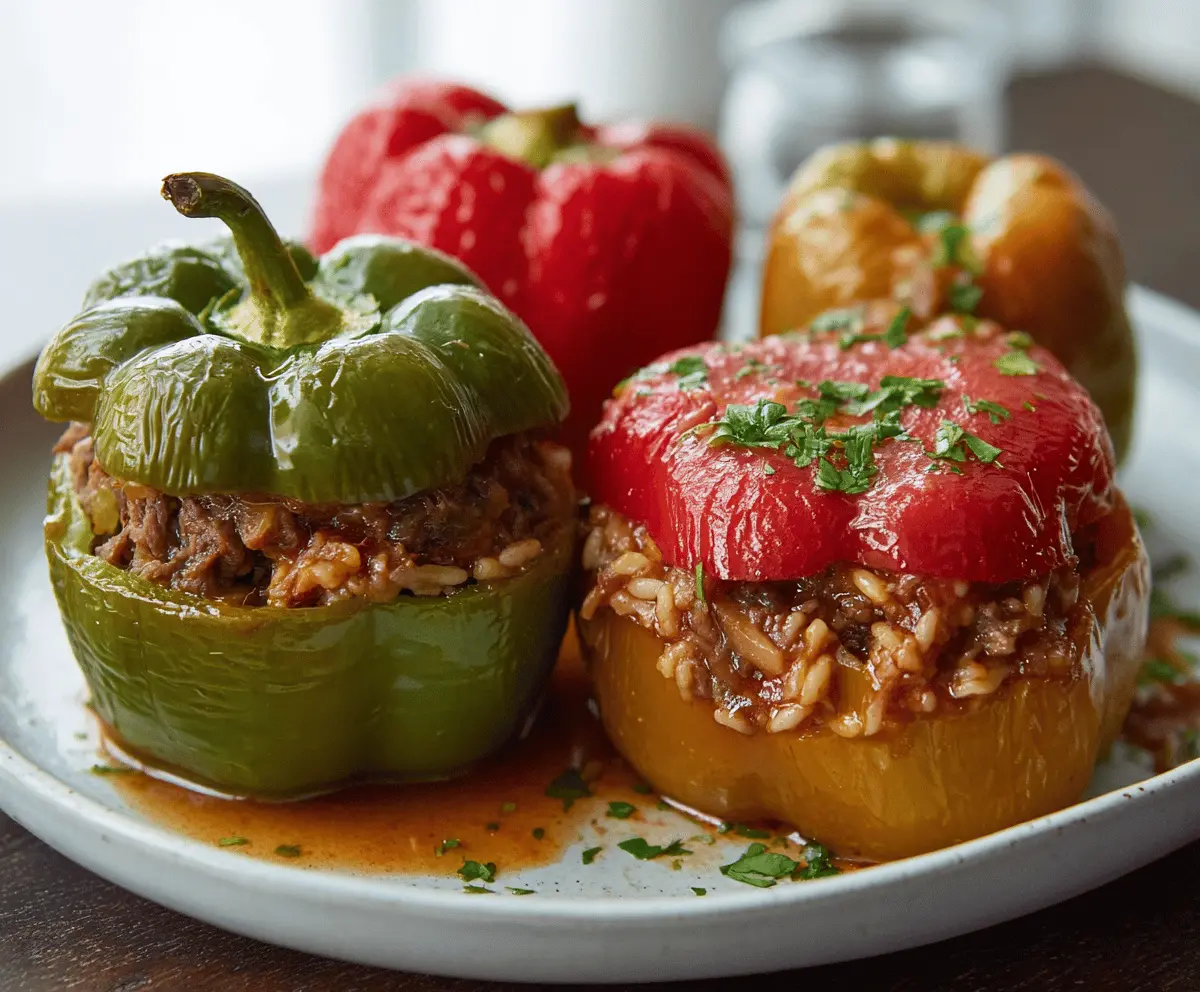 Slow Cooker Beef Stuffed Peppers