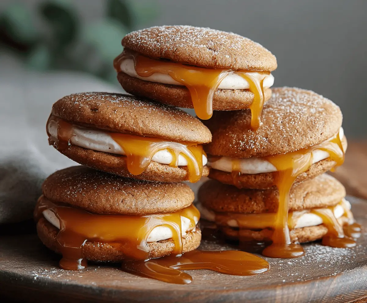 Irresistible Apple Cider Whoopie Pie Cookies with Gooey Caramel