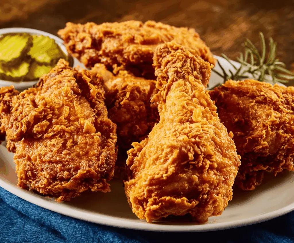 Golden crispy country fried chicken served on a plate, the ultimate homemade comfort food ready to enjoy