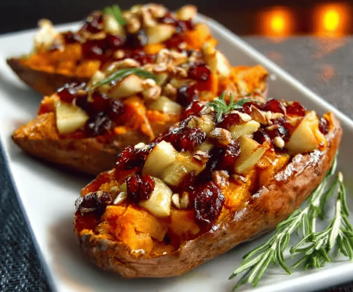 Easy Cranberry Apple Twice-Baked Sweet Potatoes
