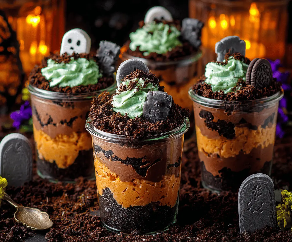Spooky Halloween Graveyard Dirt Cups Recipe