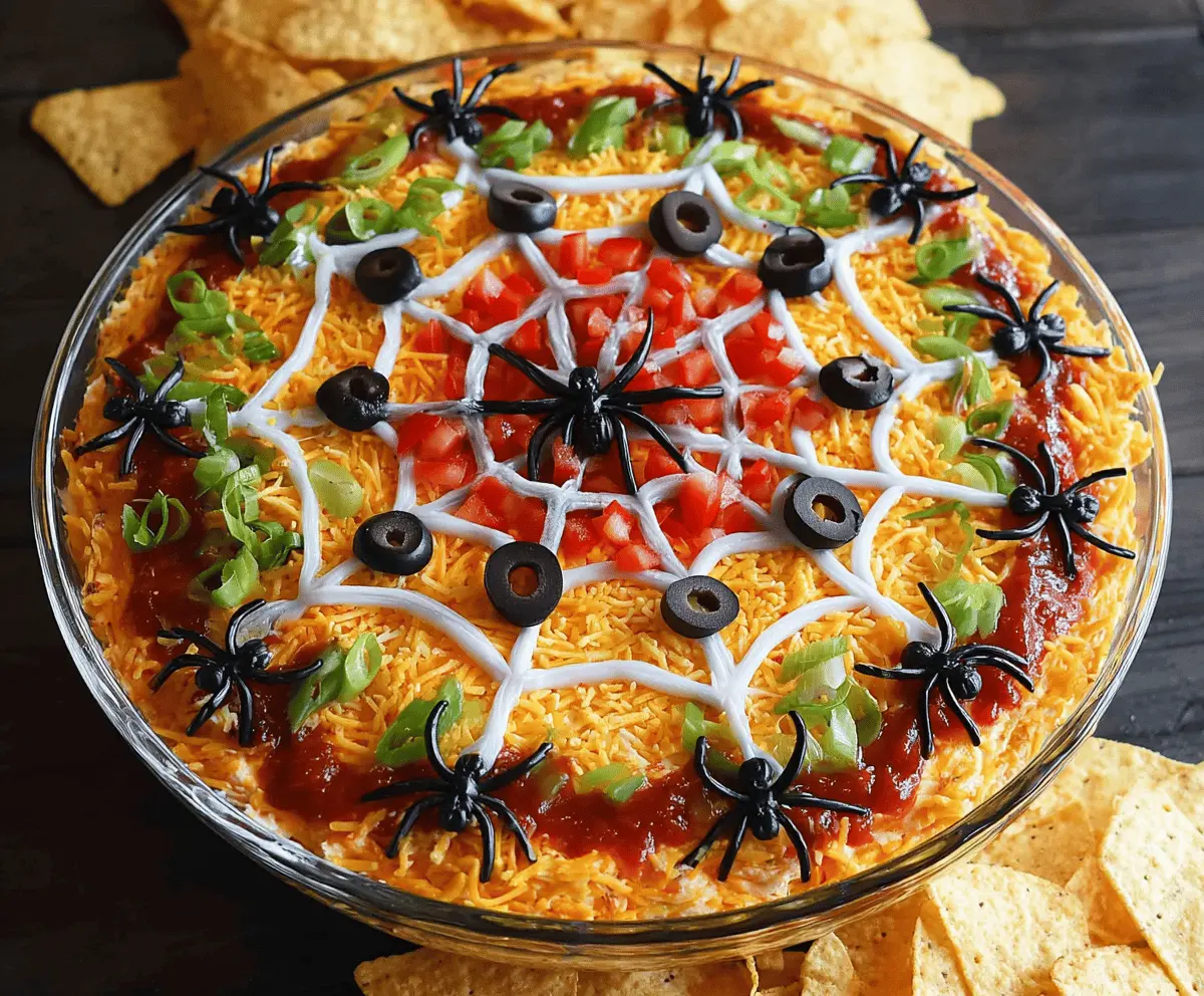 Spooky Halloween Spiderweb Taco Dip Recipe