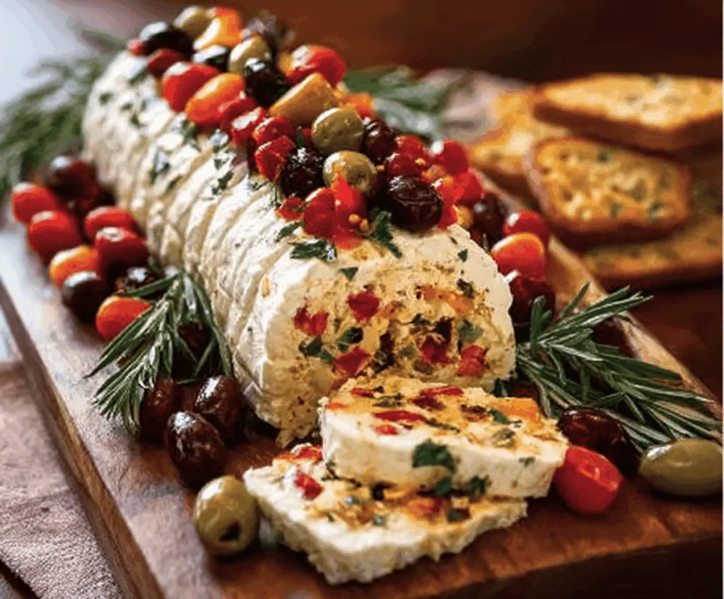 Delicious Italian Cheese Log with herbs and spices, perfect for appetizers and parties.