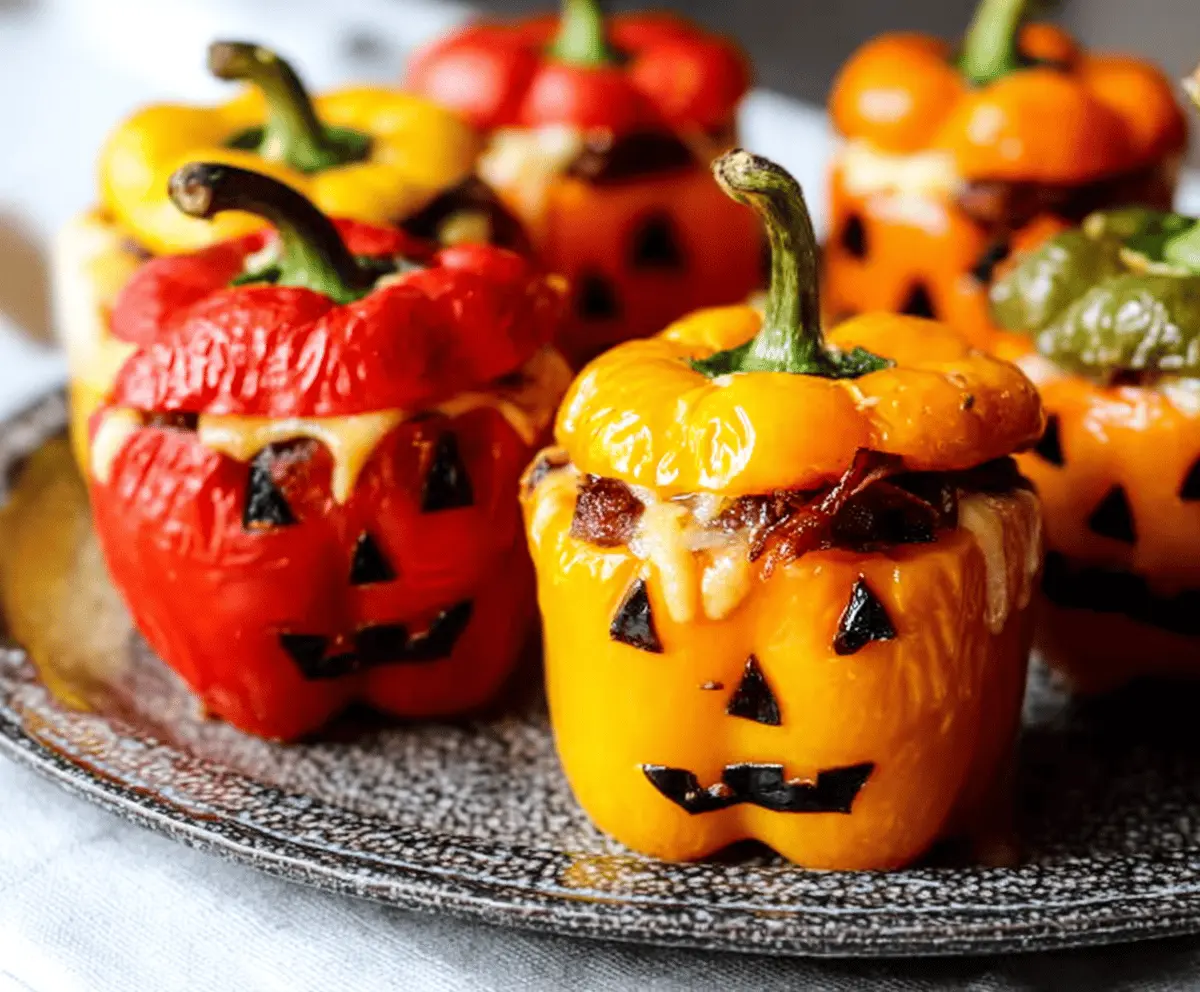 Easy Mini Jack-O’-Lantern Stuffed Peppers Recipe for Halloween