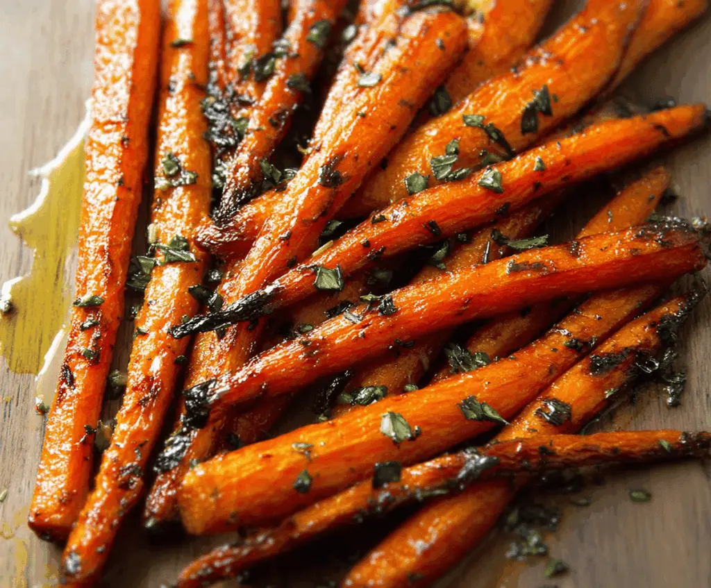 Oven-roasted charred carrots with crispy edges and tender centers, healthy vegetable side dish
