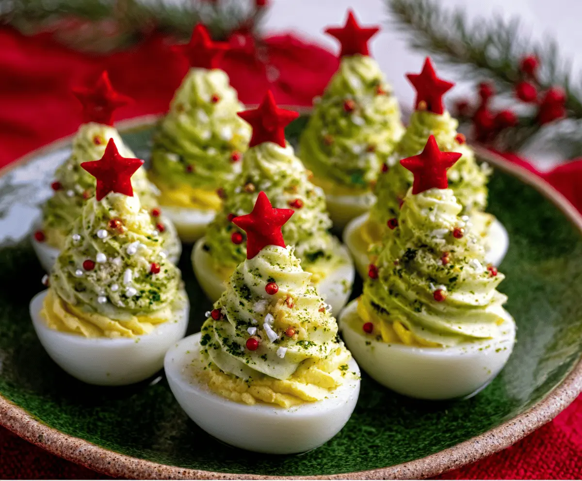 Festive Christmas Tree Deviled Eggs