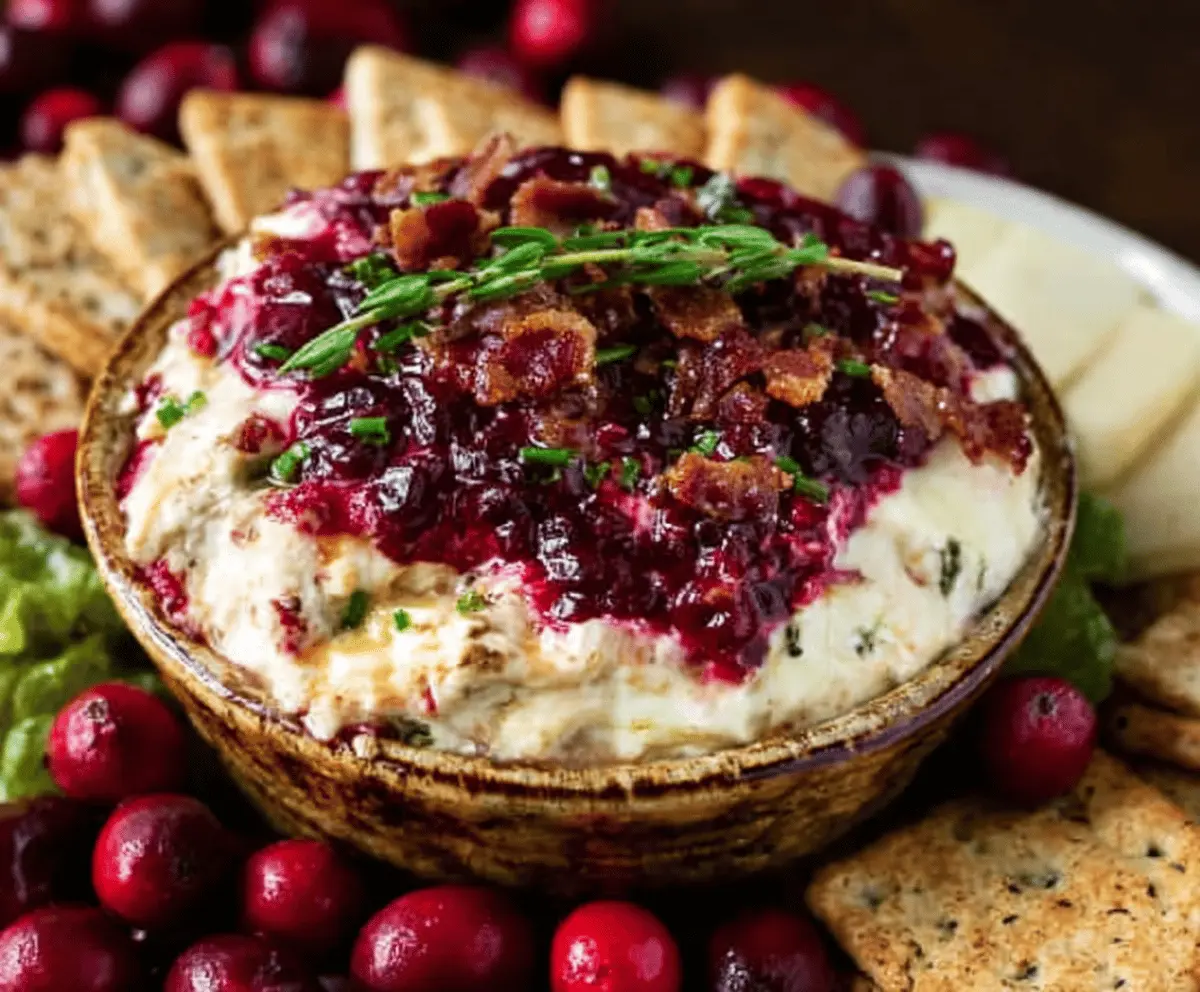 Easy Cranberry Bacon Swiss Cheese Dip