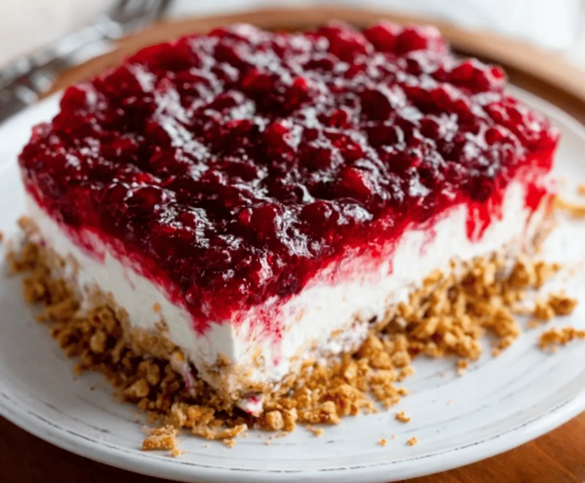 Easy Cranberry Raspberry Pretzel Salad
