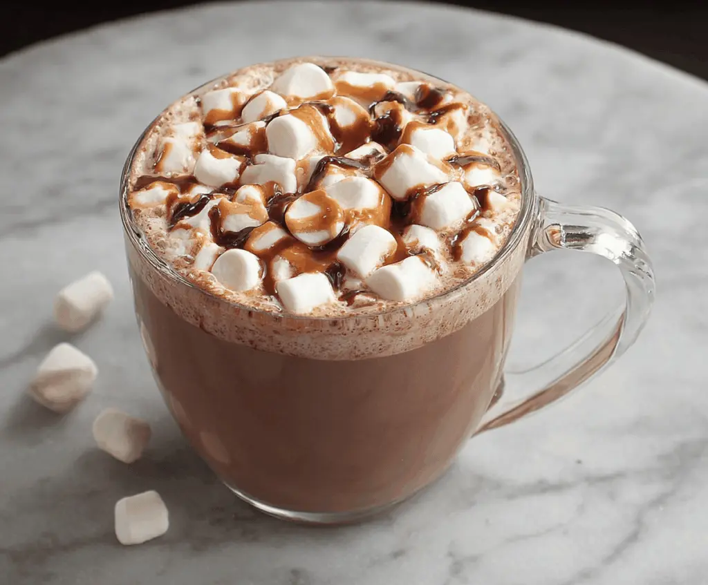 Creamy and indulgent Crockpot Hot Chocolate in a mug topped with whipped cream, perfect for winter comfort.