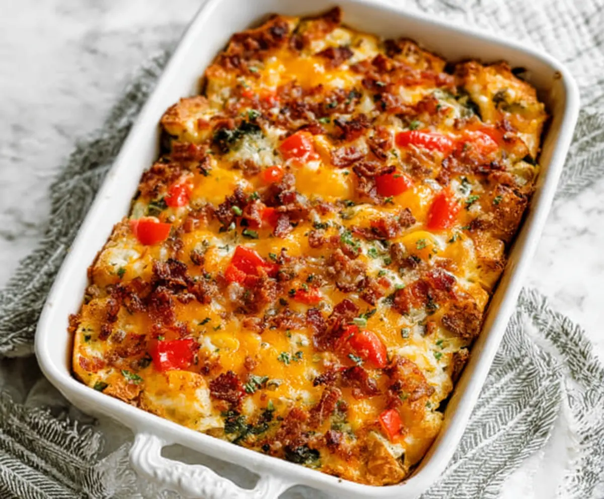 Easy Loaded Overnight Breakfast Casserole