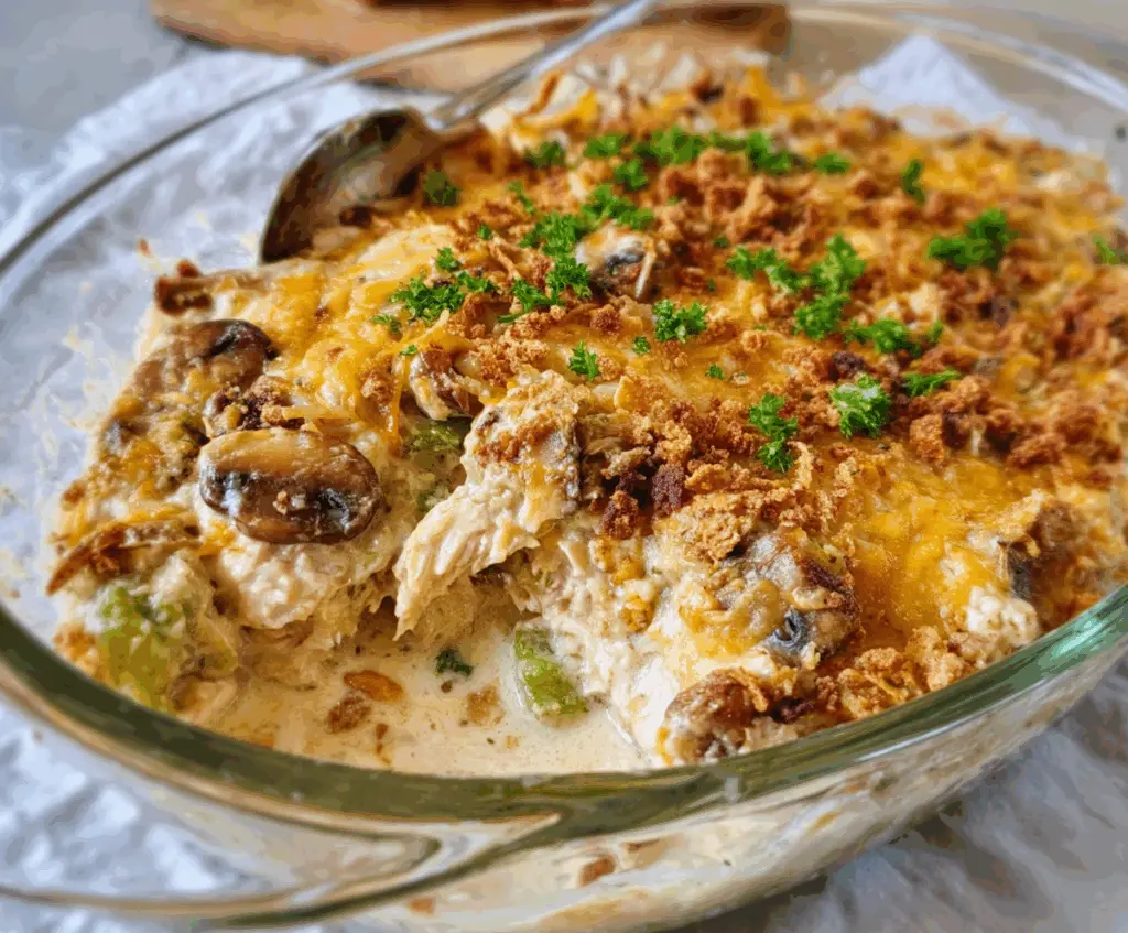Delicious Neiman Marcus Chicken Casserole, baked to perfection with creamy sauce and golden topping.