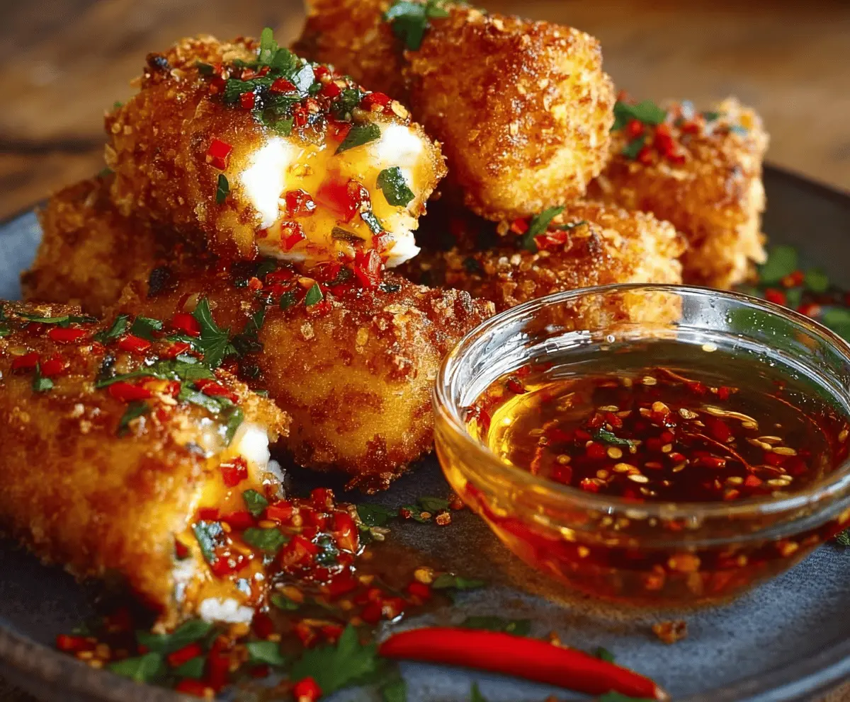Crispy Oven Fried Feta Rolls with Chili Honey
