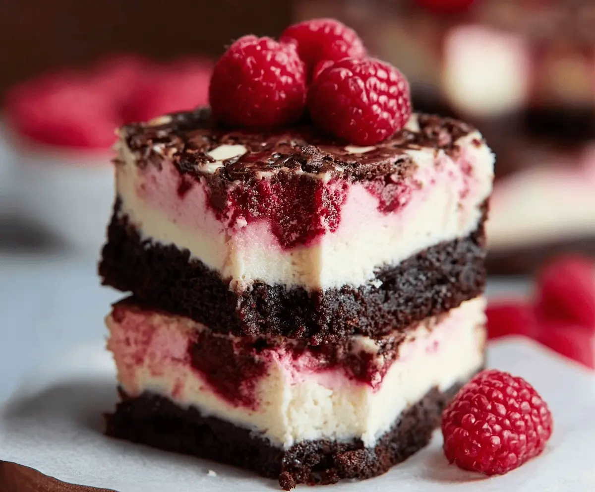 Easy Raspberry Brownie Cheesecake