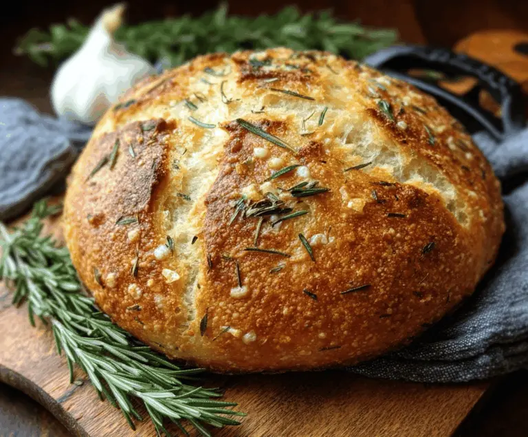 Rustic No-Knead Rosemary Garlic Bread