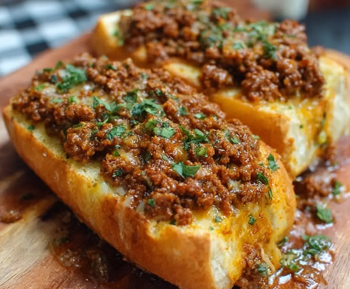 Easy Sloppy Joe Garlic Bread