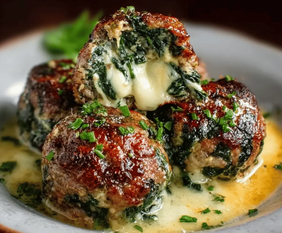 Spinach Garlic Mozzarella Meatballs