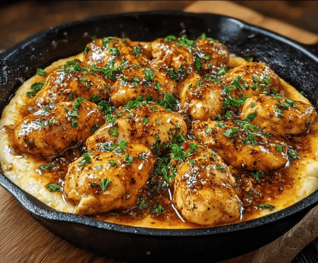 Delicious Texas Roadhouse Butter Chicken Skillet with tender chicken, creamy butter sauce, and fresh herbs.