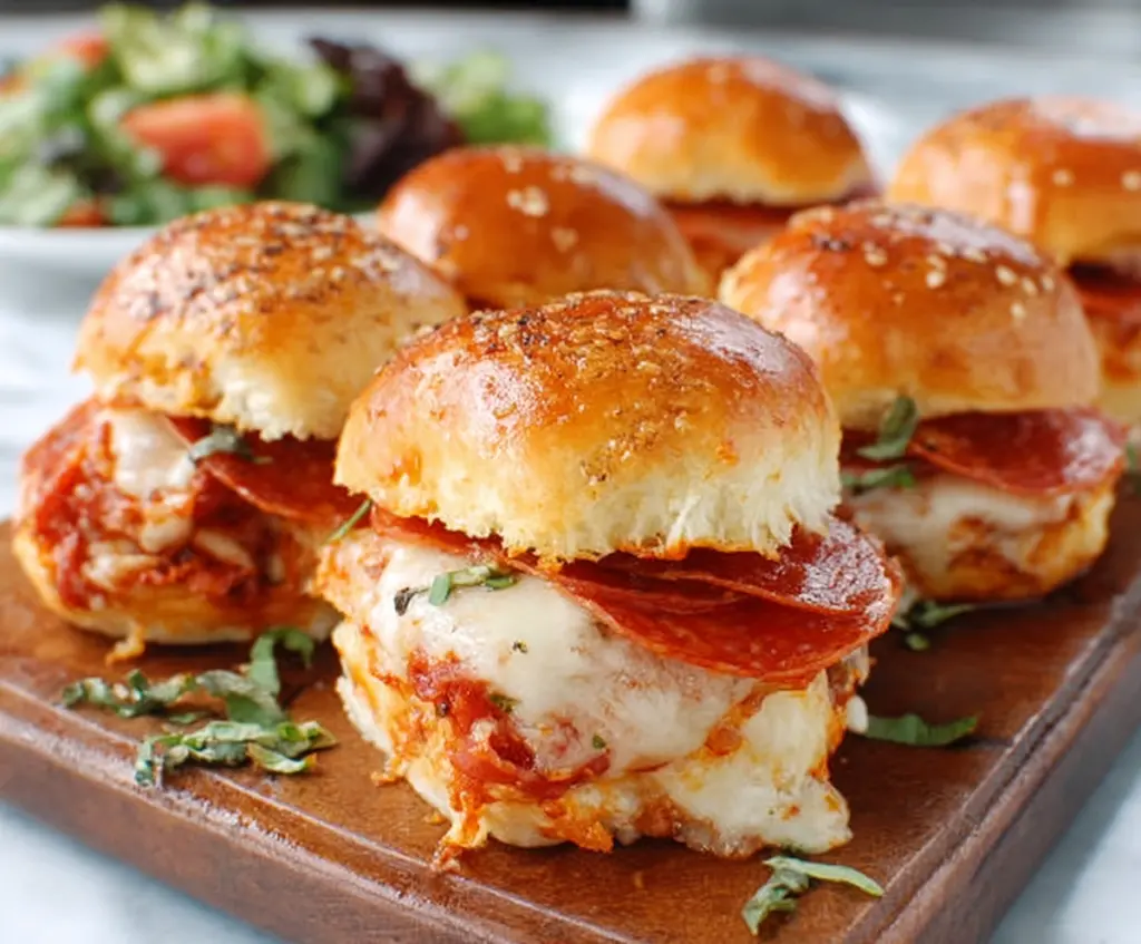 Delicious Pepperoni Pizza Sliders with melted cheese and crispy crust