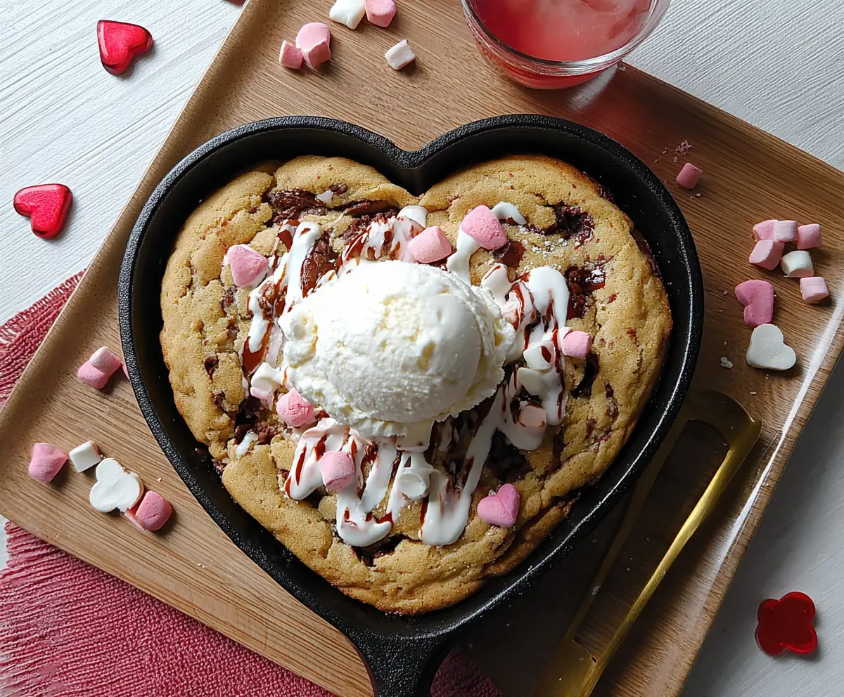 Easy Valentine’s Heart Skillet Cookie