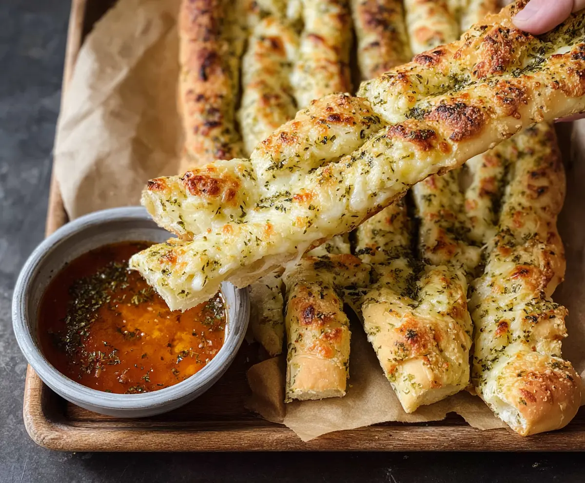 Crispy Cheesy Sourdough Breadsticks