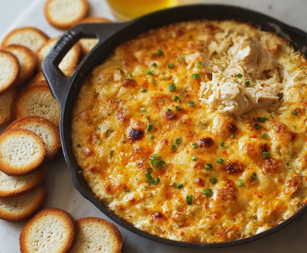 Creamy hot crab dip served in a bowl, perfect for appetizers and gatherings.