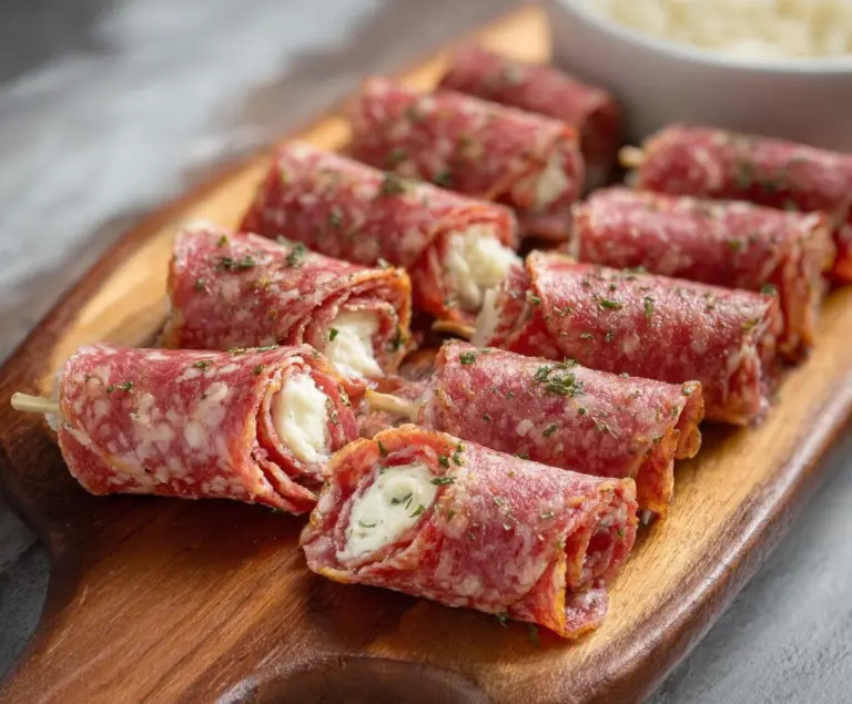 Keto Salami Roll-Ups Appetizer