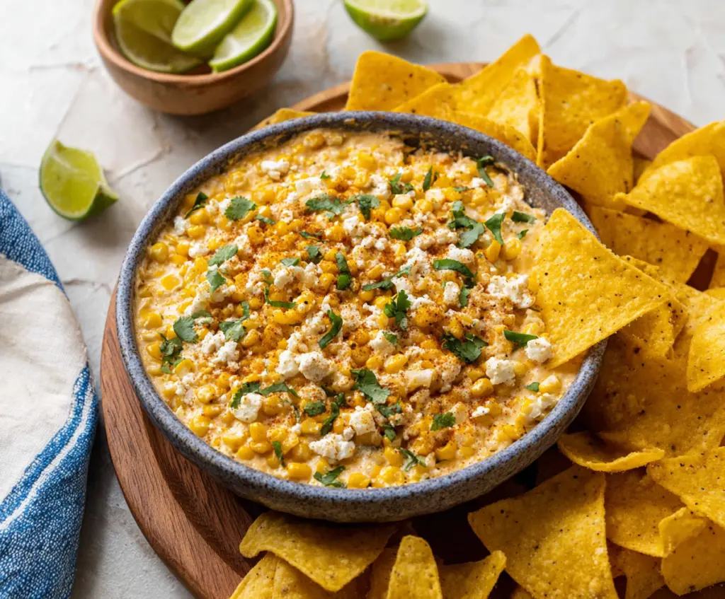 Creamy Mexican Street Corn Dip with flavorful spices and fresh cilantro served in a bowl.