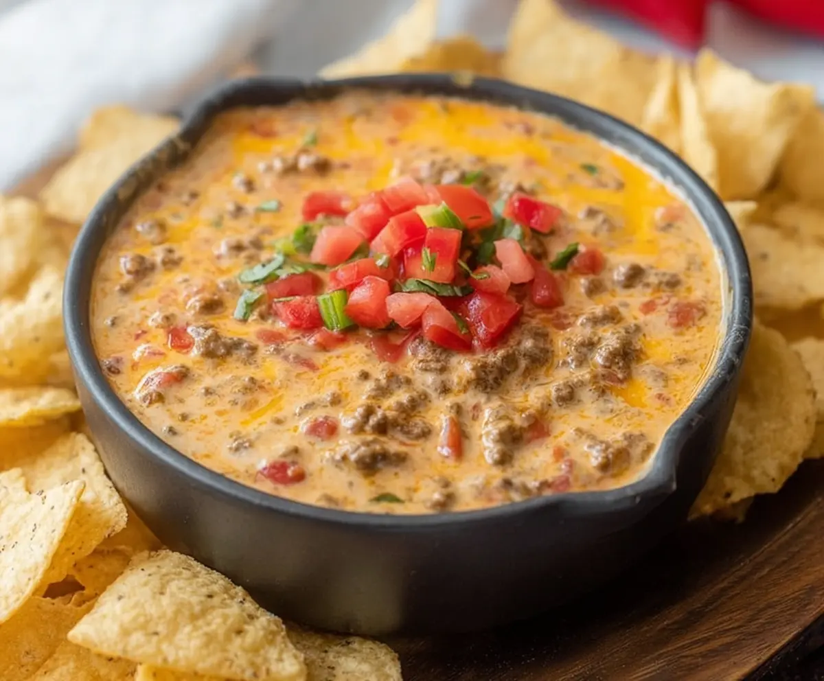 Easy Rotel Dip with Ground Beef