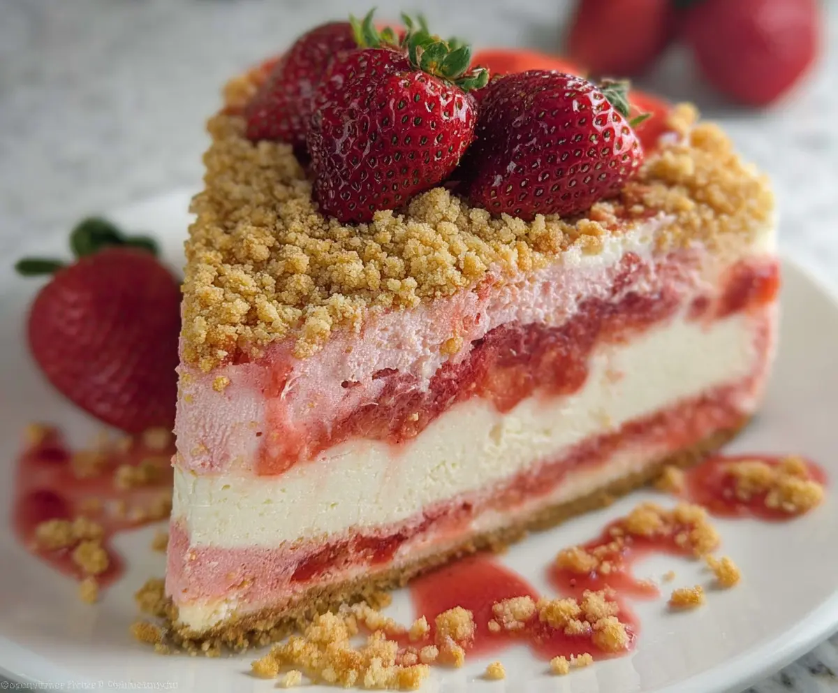 Easy Strawberry Crunch Cheesecake