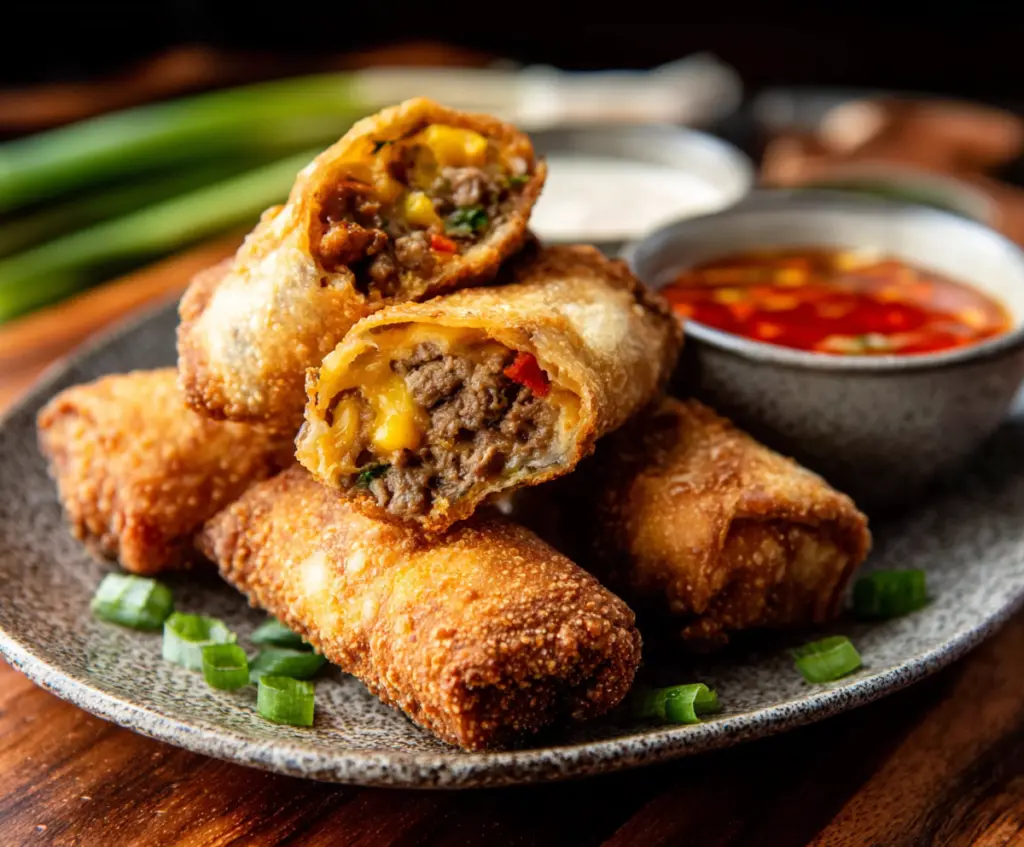 Delicious Voodoo Egg Rolls with crispy exterior and flavorful filling, perfect as an appetizer or snack.