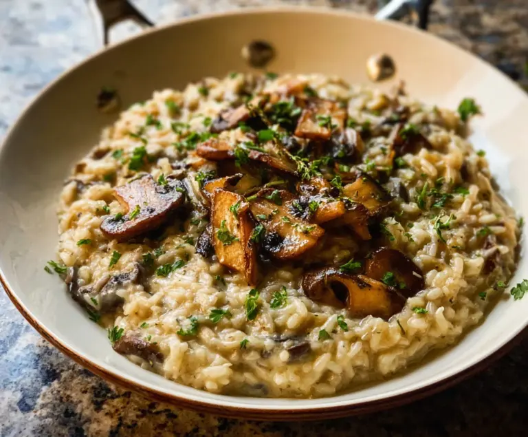 Creamy Mushroom Risotto, Romantic Dinner for Two