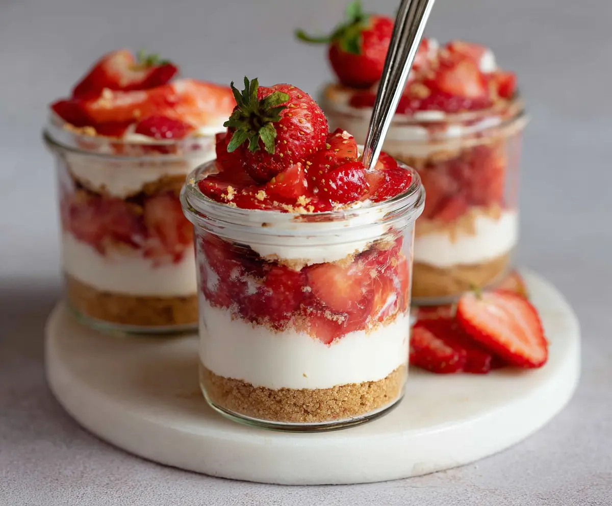 Easy No-Bake Strawberry Cheesecake Jars