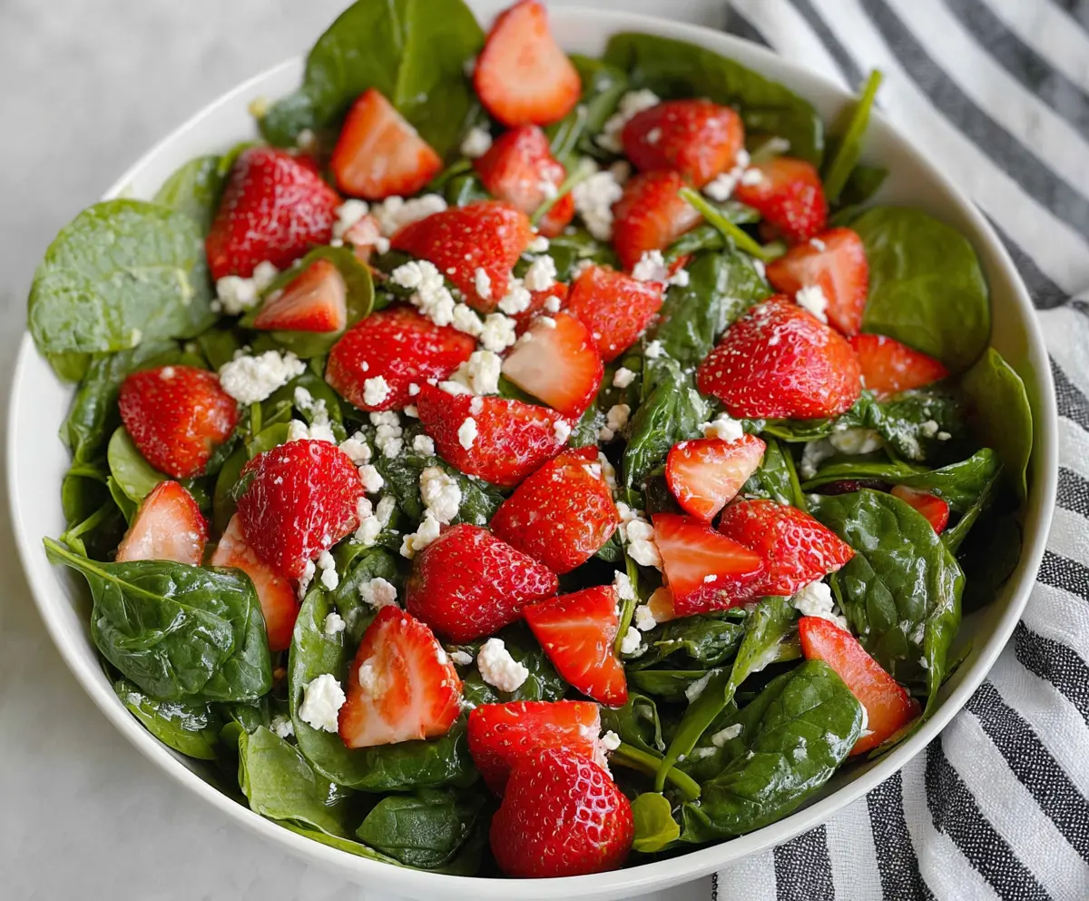 Fresh Strawberry Spinach Salad with Goat Cheese